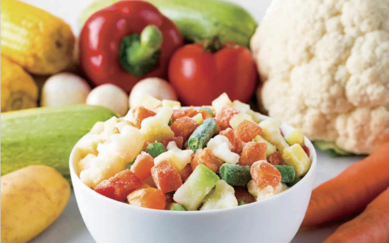Frozen mixed vegetables with peppers, carrots, cauliflower and zucchini