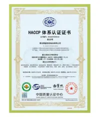 HACCP certificate preview